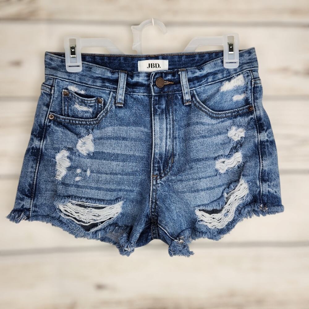JBD Just Black Denim Distressed Raw Hem Shorts Size Medium Summer Beach